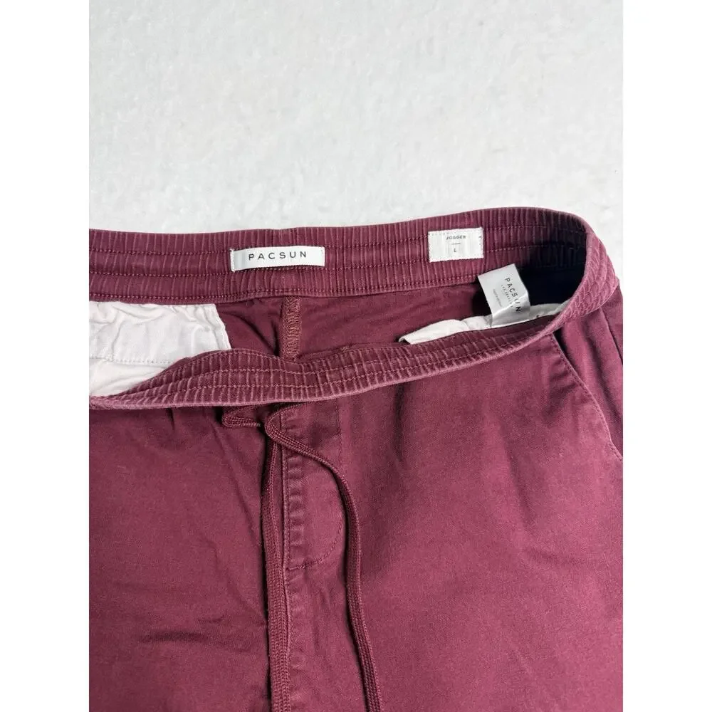 PacSun Burgundy Men’s Jogger Pants Elastic Waist Flat Front Pre-Owned Size L - Picture 3 of 6
